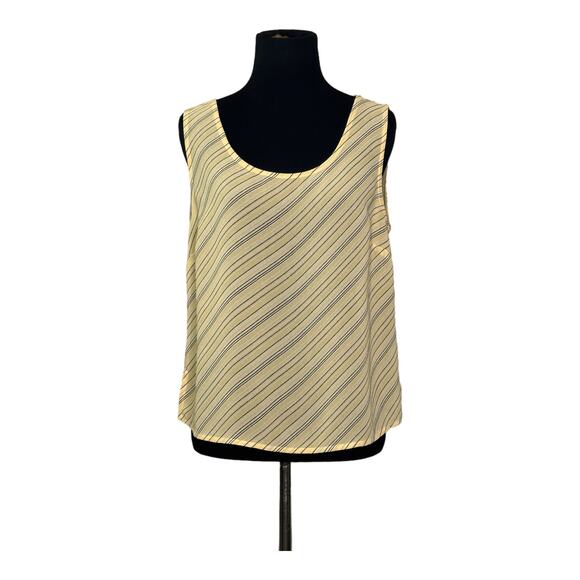 Liz Claiborne yellow striped sleeveless semi sheer blouse size 6 - Picture 1 of 10